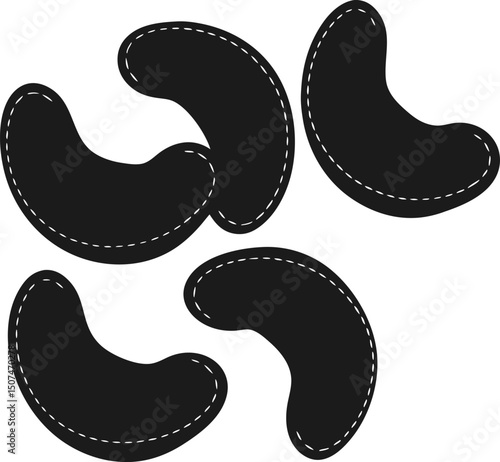 Silhouette of Organic Shaped Patches in Black Color on Transparent Background Aesthetic Minimalist Abstract Shape for Different Projects Sewing Elements and Creative Design with Decorative Details