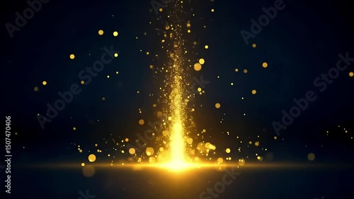 Golden Sparkle Effect Shimmering Particles on Black Background