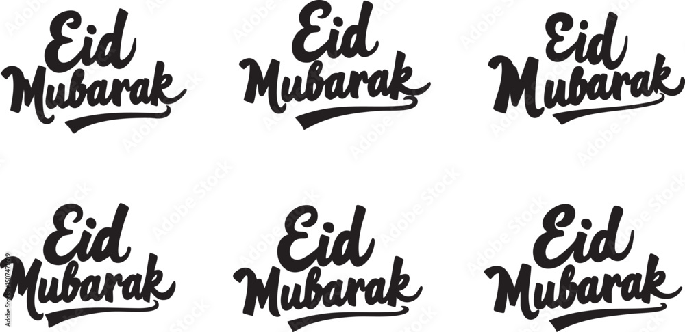 Fototapeta premium Silhouette Collection Set of Eid Mubarak Calligraphy Vector Illustration 