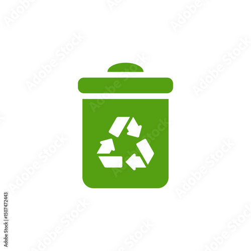 This symbol represents a sustainable recycling bin, embodying waste reduction and environmental responsibility through its green design, promoting ecoawareness and a healthier future for our planet