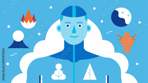 Overall Wellness A collagestyle illustration showing diverse body parts head muscles skin with frosty accents representing the holistic benefits of cryotherapy on physical