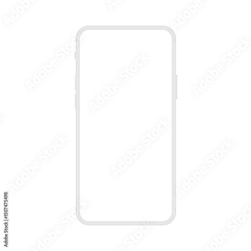 New version of soft white frameless display modern smatphone. Cell phone smart phone realistic mockup vector illustration
