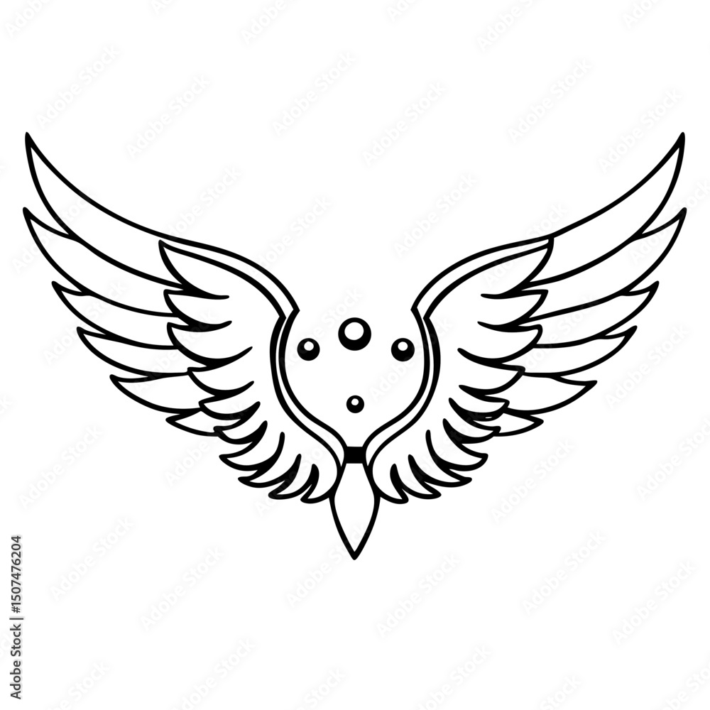 Obraz premium Isolated heraldic wings on white background – perfect for tattoo or mascot design.