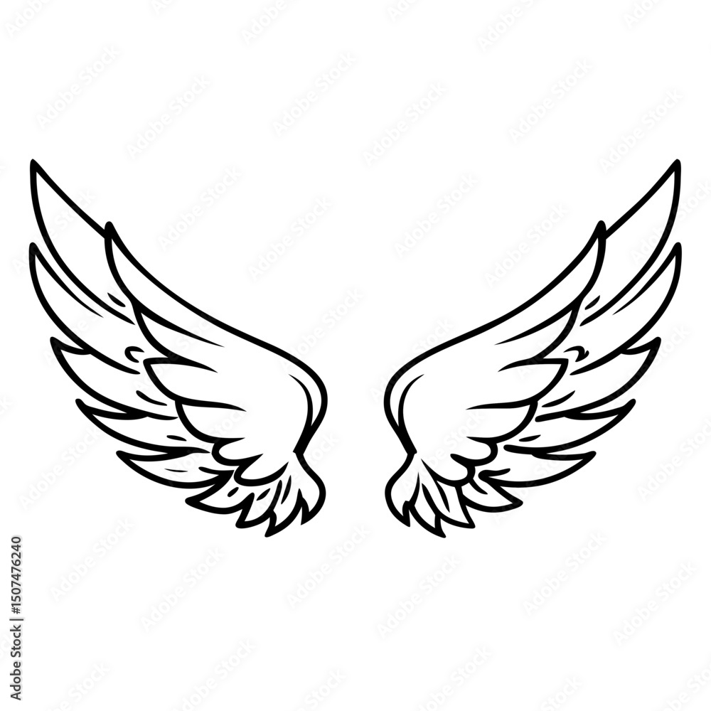 Fototapeta premium Isolated heraldic wings on white background – perfect for tattoo or mascot design.