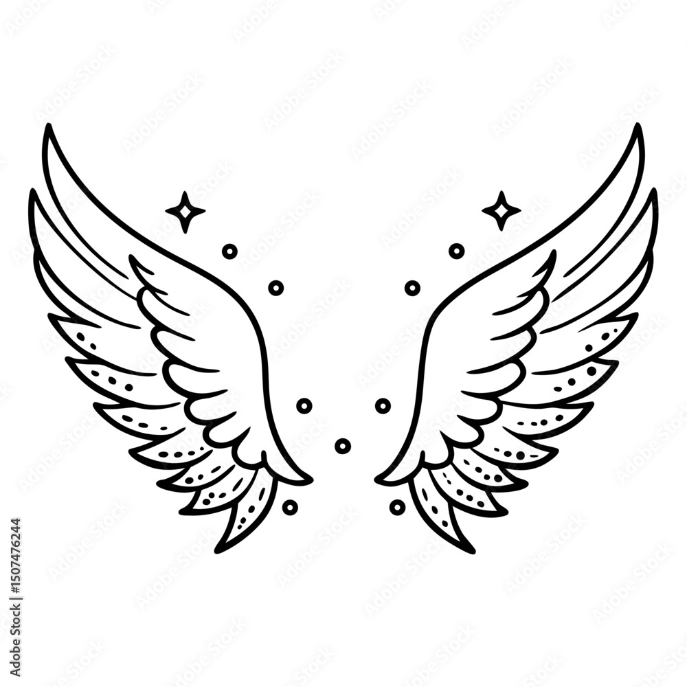 Fototapeta premium Isolated heraldic wings on white background – perfect for tattoo or mascot design.