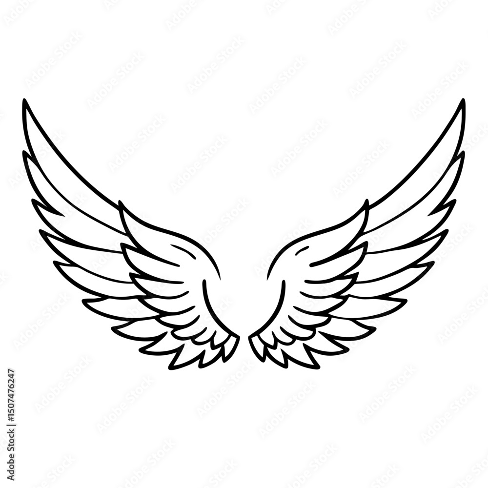 Fototapeta premium Isolated heraldic wings on white background – perfect for tattoo or mascot design.