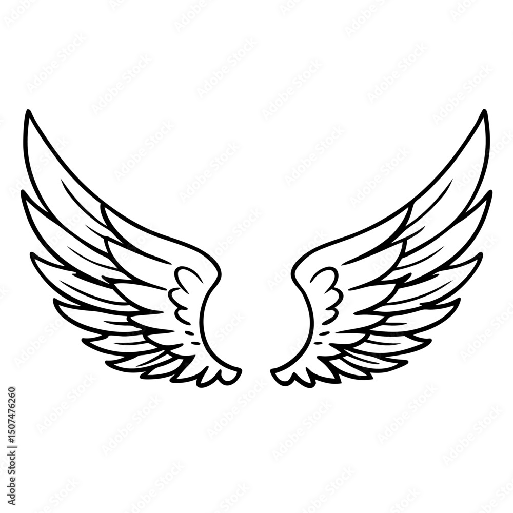 Fototapeta premium Isolated heraldic wings on white background – perfect for tattoo or mascot design.