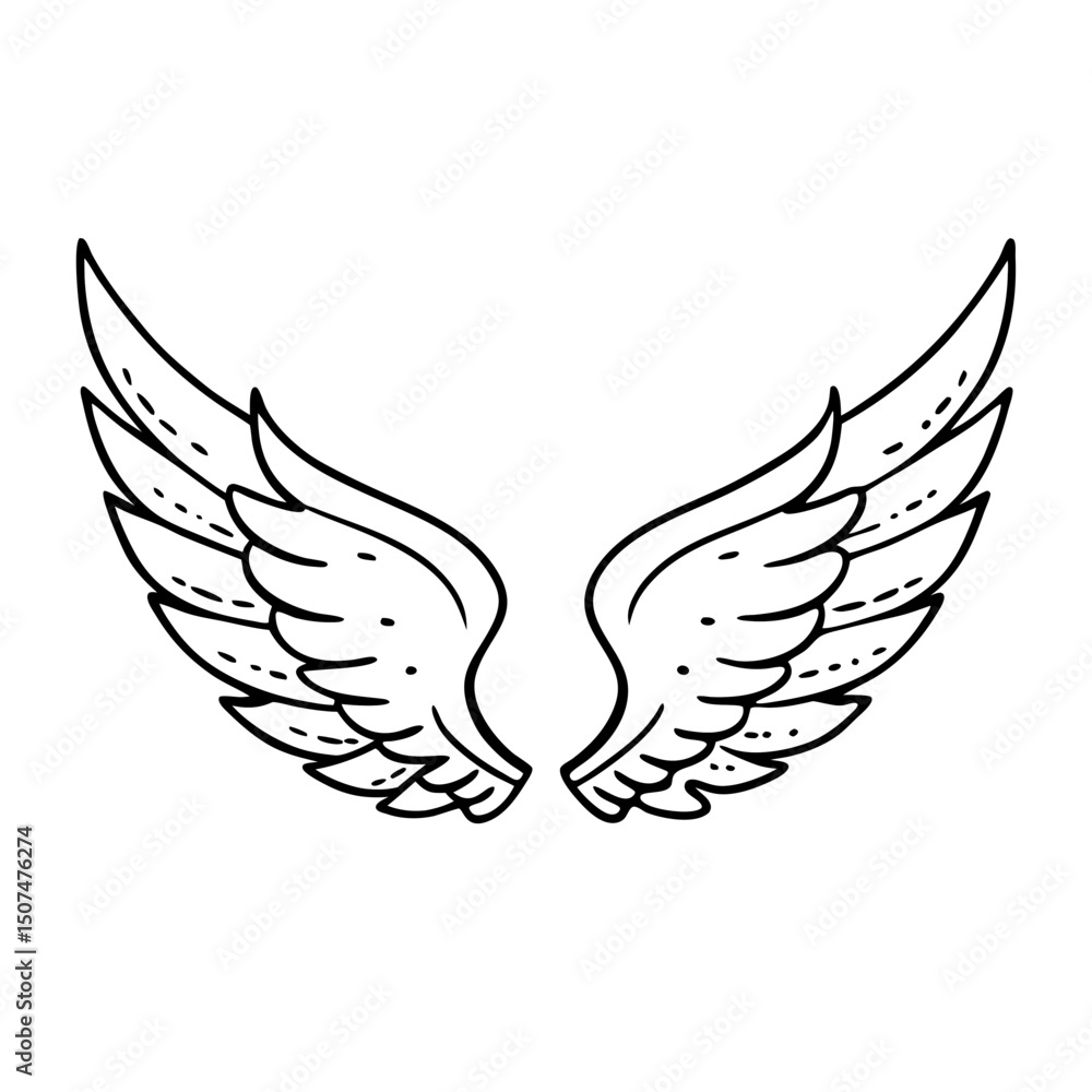 Obraz premium Isolated heraldic wings on white background – perfect for tattoo or mascot design.