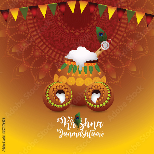 Happy janmashtami vector illustration  design