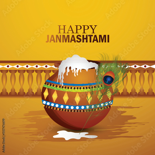 Happy janmashtami vector illustration  design