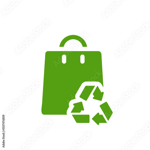 This iconic symbol combines a green shopping bag with a recycling sign, promoting sustainability, ecoconsciousness, and responsible consumerism for a healthier future for everyone and the planet