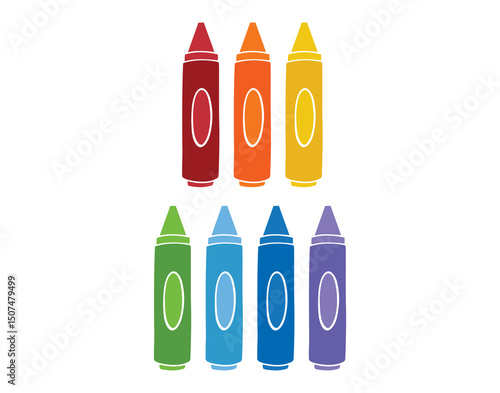 colorful cartoon wax crayons coloring crayon set. wax crayon icon doodle hand drawn clipart symbol
