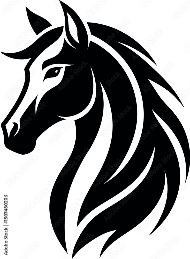 Obraz premium Horse Silhouette Vector Logo – Animal Illustration