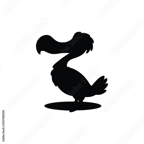 Vector art of Dodo bird silhouette isolated on white background, extinct animal from Mauritius island