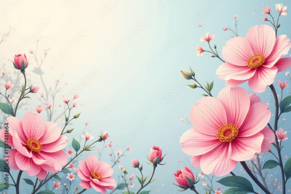 Subtle floral motif, pastel hues, delicate lines, minimal, wallpaper, feminine Subtle floral motif, pastel hues, delicate lines, minimal, wallpaper, feminine