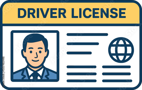 Vector illustration of a driver's license featuring a male's photo, also usable as an identification or ID card template