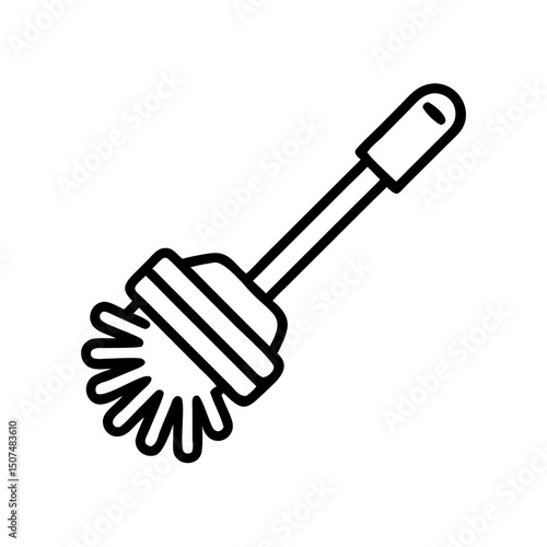 Toilet brush icon in minimalist line art design  