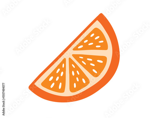 Orange slice cute colorful fruit doodle hand drawn icon. Color drawing orange line clipart symbol