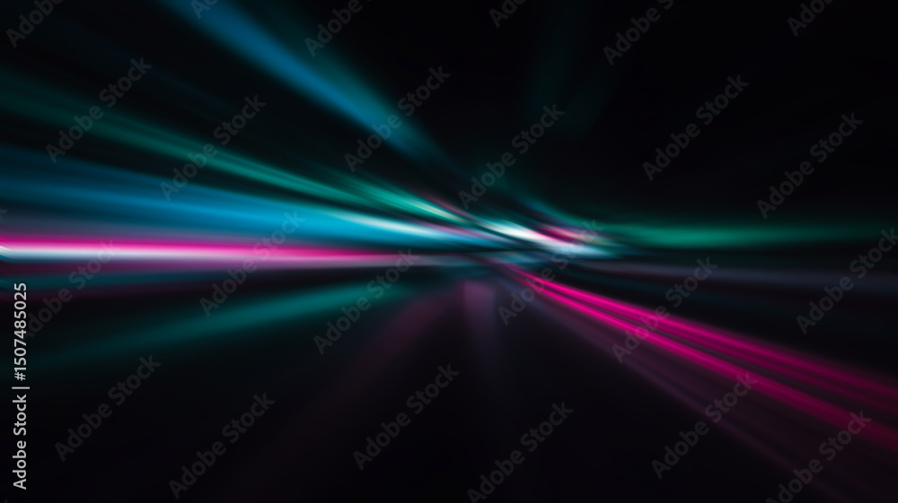 Dynamic abstract background with blurred, radiating teal and pink light streaks on a dark surface. Modern design element for energetic presentations or futuristic digital art projects with motion. Dynamic abstract background with blurred, radiating teal and pink light streaks on a dark surface. Modern design element for energetic presentations or futuristic digital art projects with motion.