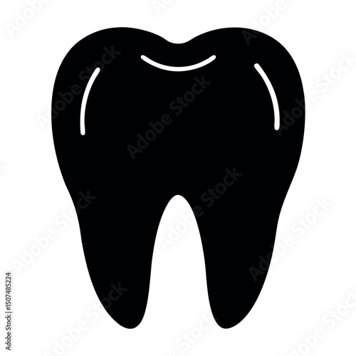 Human Tooth Symbol isolated silhouette icon vector on white background