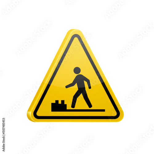 Trip hazard warning indicating obstacles on walking path.