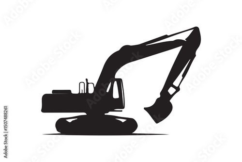 Excavator machine silhouette art vector on white background 1