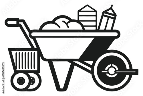 wheelbarrow farm equipment construction tools 