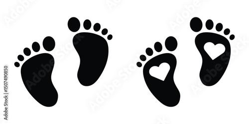 Baby Footsteps Icon Simple and Stylish Footprint Illustration Design for Creative Projects. baby feet icon vector set. footprint, newborn, kids feet sign. Baby Footprints Glyph Icon. 