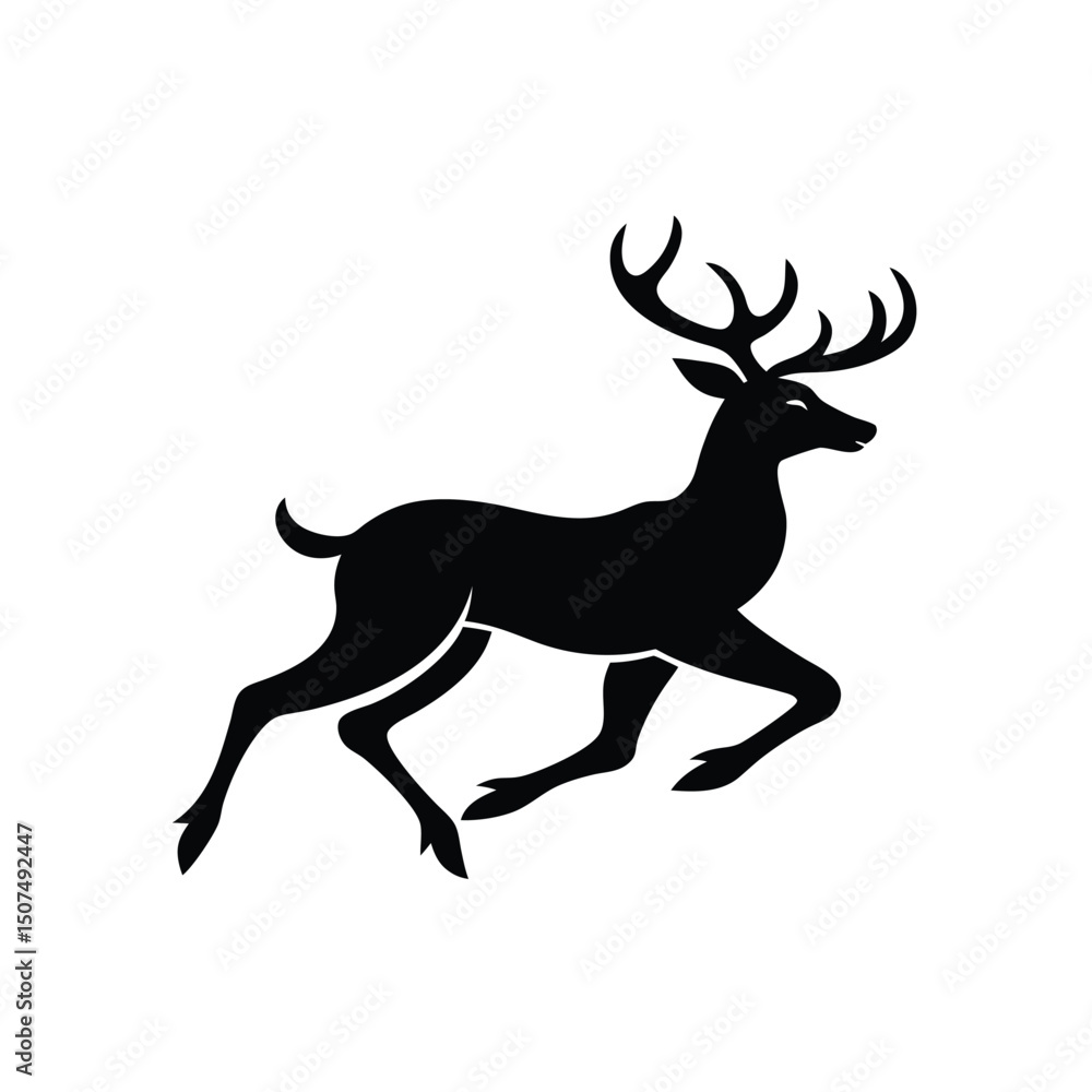 Fototapeta premium Leaping Deer Buck Silhouette Vector. 