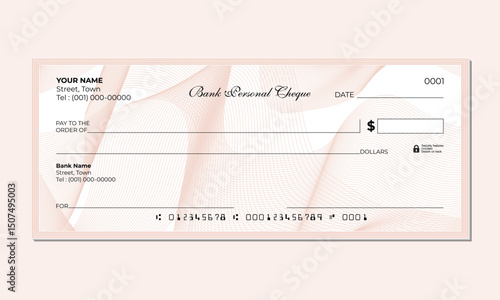 Blank Cheque Vector guilloche pattern, Template for Print or Web