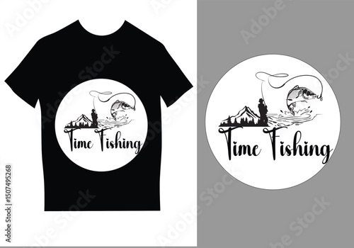 Time fishing t-shirt vector design