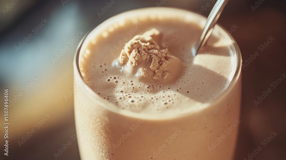 Protein Shake Being Stirred with a Spoon Protein Shake Being Stirred with a Spoon