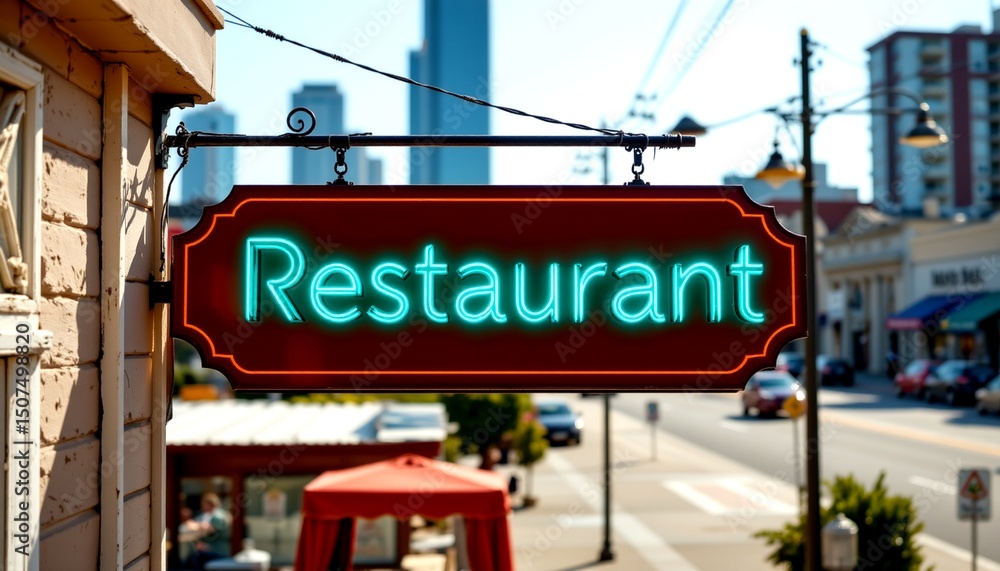 Obraz premium an urban setting with a prominent sign reading 