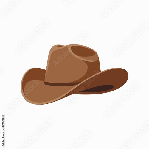 Minimal Cowboy Hat Vector Illustration – Western Style Brown Hat Isolated for Icons, Logos, and Prints