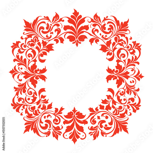 Floral heart frame with vintage decorative elements for wedding or invitation design