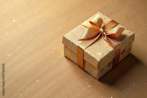 Subtle gold foil gift box pattern on kraft paper, minimalist, background, pattern