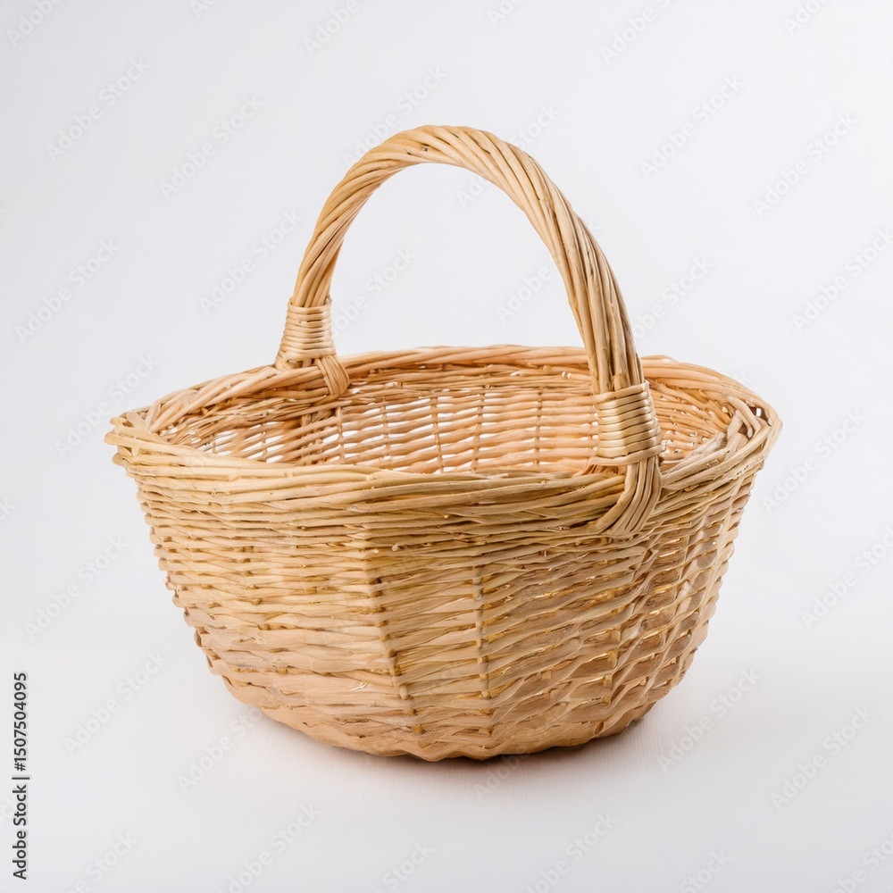 Obraz premium Woven Basket Isolated on White Background
