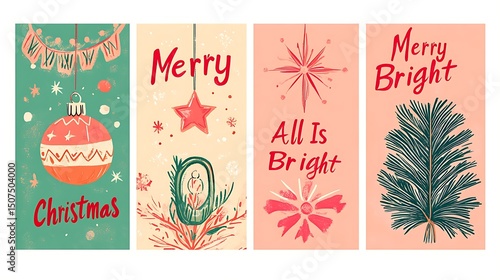 Festive christmas cards with wintery designs.