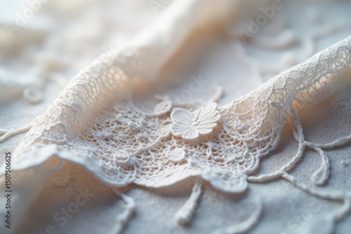 Intricate floral lace, delicate white threads, bridal, mesh