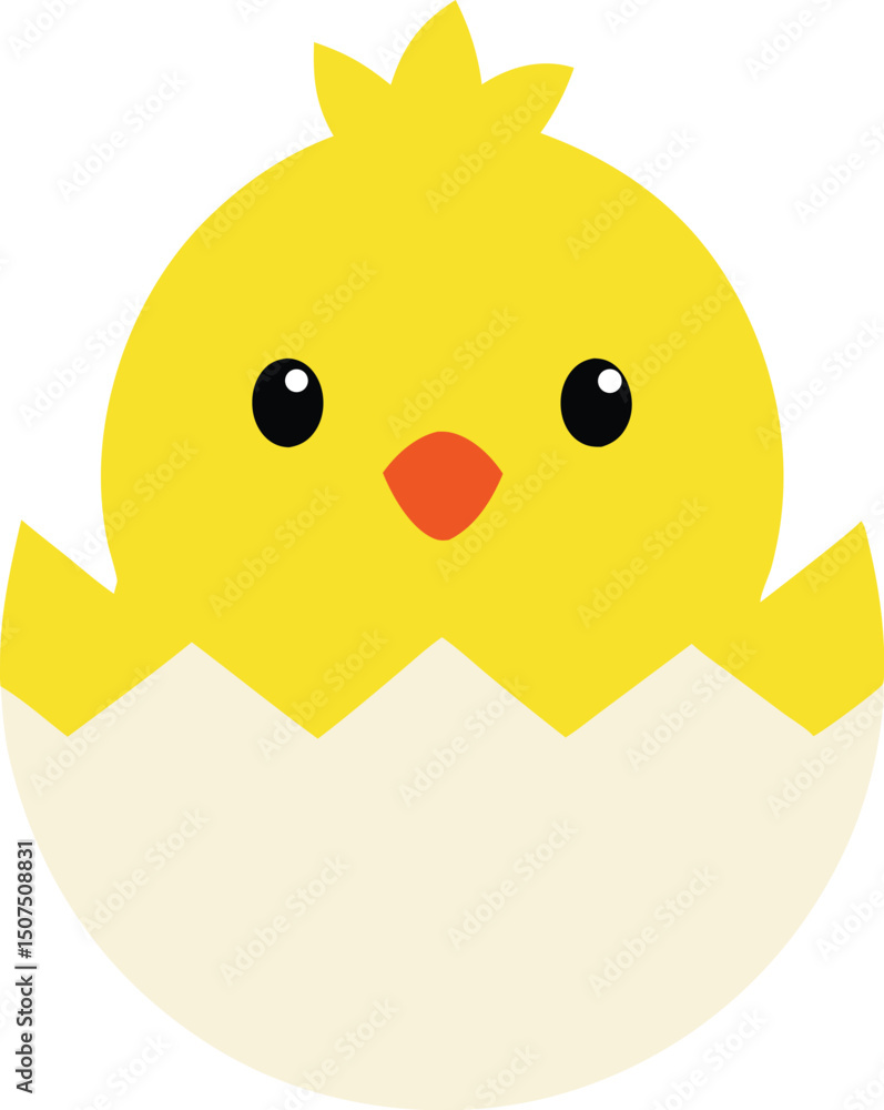 Obraz premium A cute chick popping out of a cracked eggshell vector art illustration