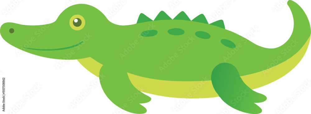 Naklejka premium A cute crocodile floating on its back in water vector art illustration