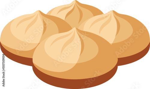 A collection of dumplings with savory filling vector art illustration