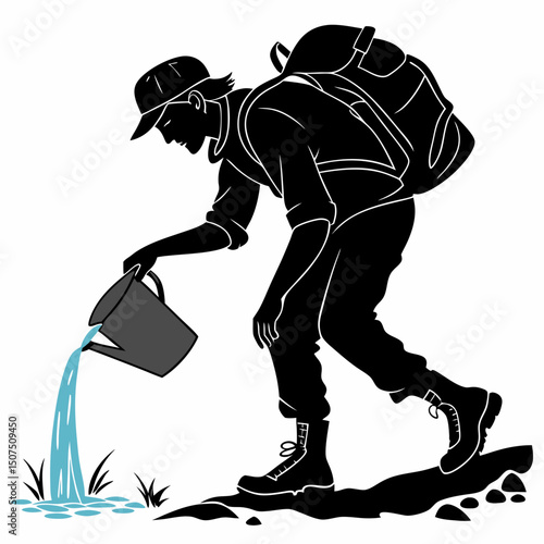 vector illustration of a man carrying a suitcase