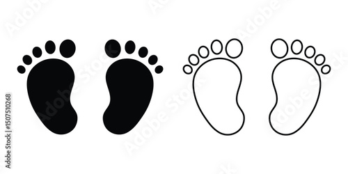 Baby footprint icon. Footprint icon vector illustration design. Vector illustration of baby footprint. Baby Footprints Vector Line Icon Design. Baby Footprints vector black silhouette cricut design. 
