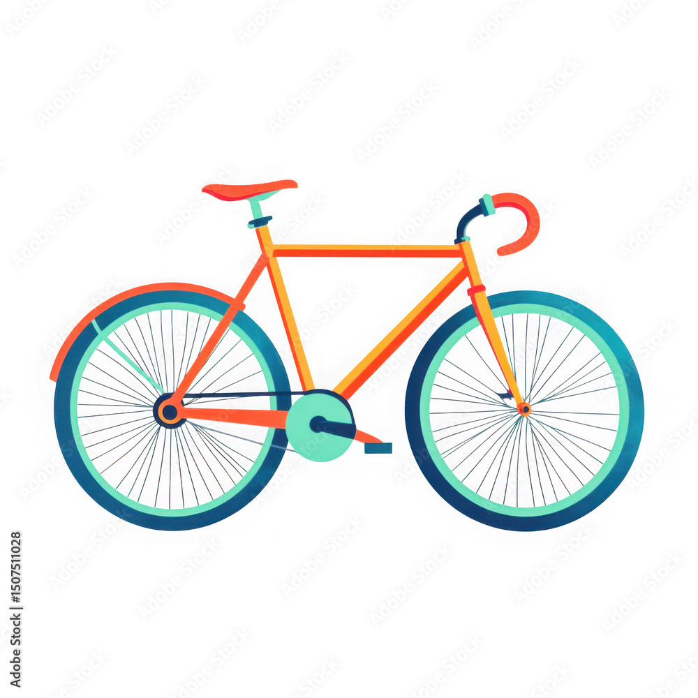 Fototapeta premium Orange bicycle vector illustration on transparent background