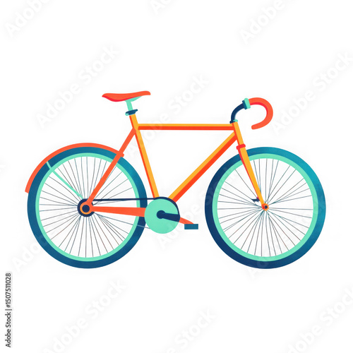 Orange bicycle vector illustration on transparent background