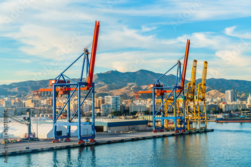 Industrial Loading Terminal at Port of Malaga. Storage Silos and Conveyor System