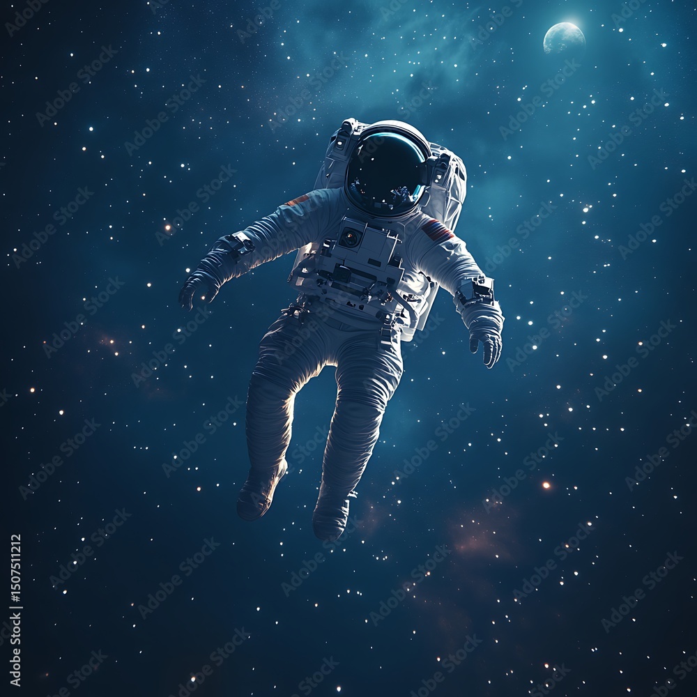 Astronaut adrift in the cosmos. Astronaut adrift in the cosmos.
