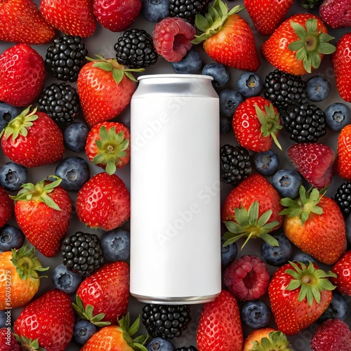 Strawberry and Grapefruit Soda Can Mockup for Billboard Designs