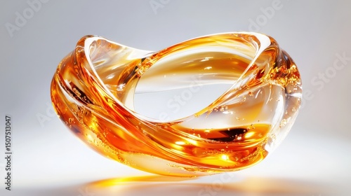 Elegant Orange Glass Sculpture with Unique Swirling Design